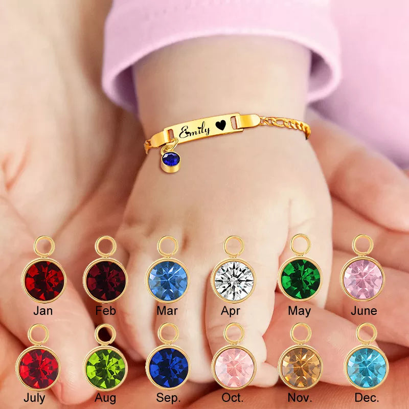 PERSONALIZED BABY BIRTHSTONE BRACELET