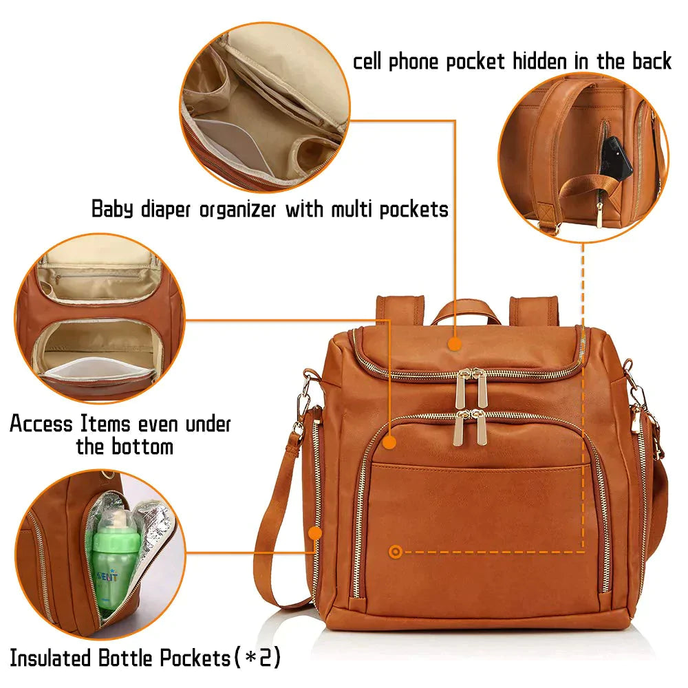 BABY DIAPER LEATHER BACKPACK